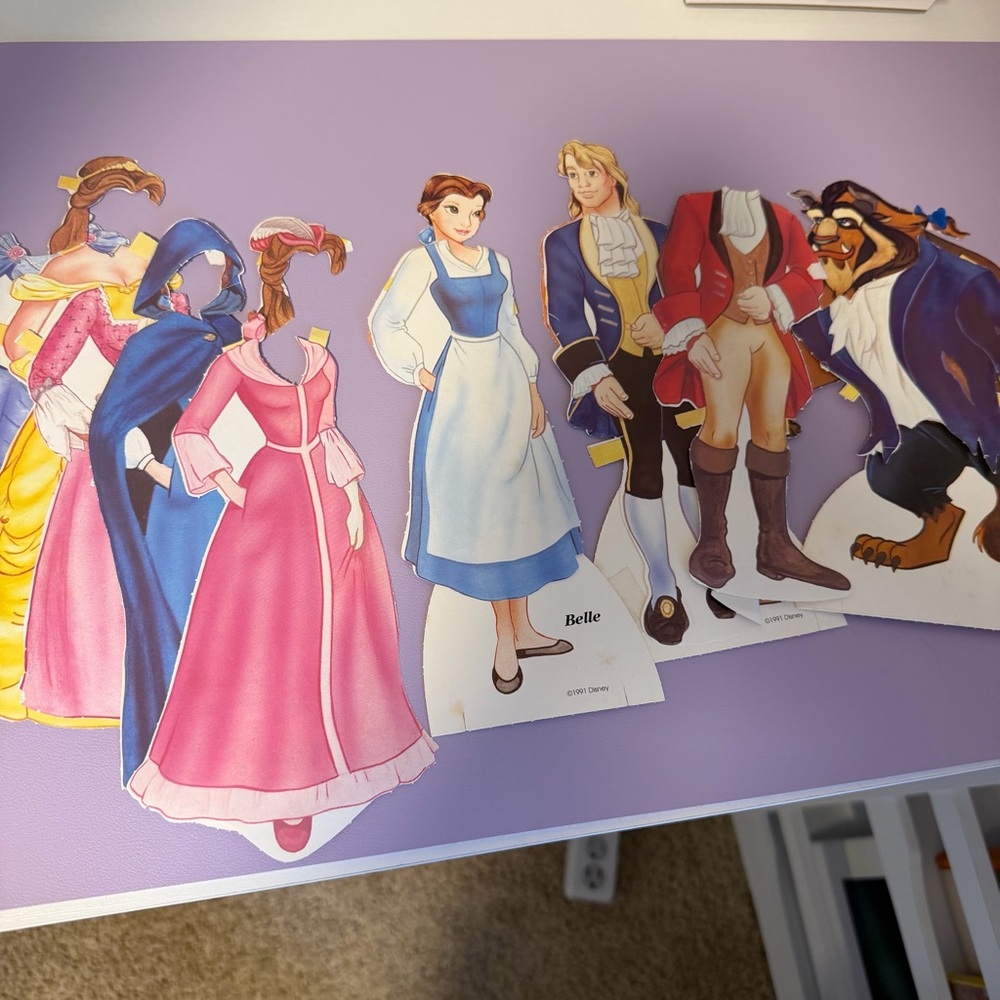 Vintage 1990s Disney Beauty and the Beast Paper Dolls Set